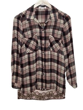 Band Of Gypsies Plaid Floral Buttoned Down Shirt